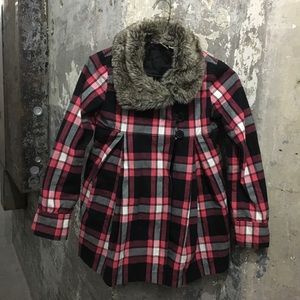 Girls Roxy plaid coat light